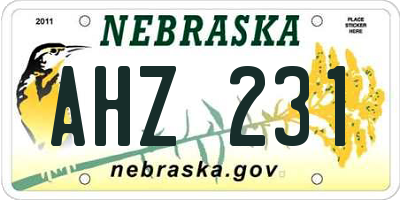 NE license plate AHZ231