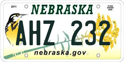 NE license plate AHZ232