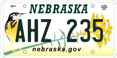 NE license plate AHZ235