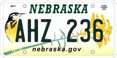 NE license plate AHZ236