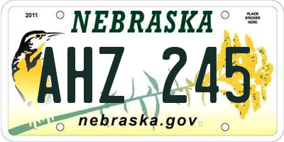 NE license plate AHZ245
