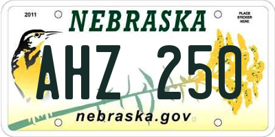 NE license plate AHZ250