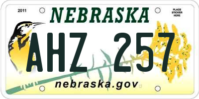 NE license plate AHZ257