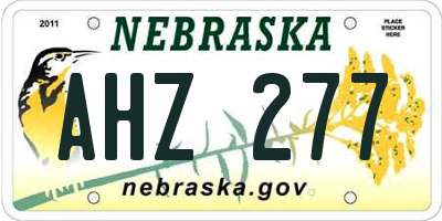 NE license plate AHZ277