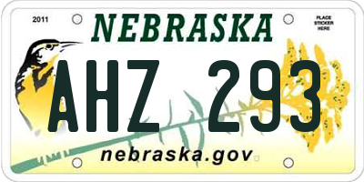 NE license plate AHZ293