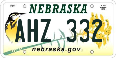 NE license plate AHZ332