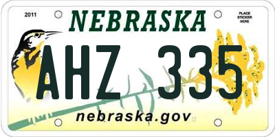 NE license plate AHZ335