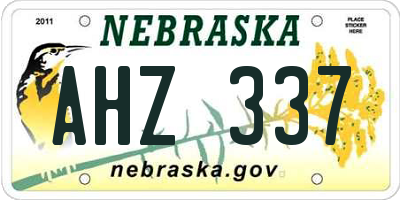 NE license plate AHZ337