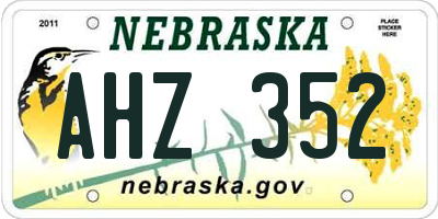 NE license plate AHZ352