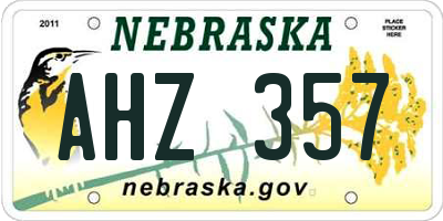 NE license plate AHZ357