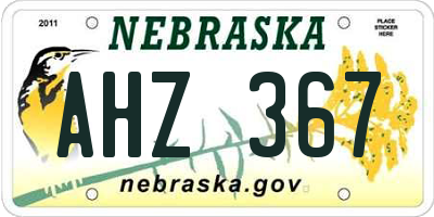 NE license plate AHZ367