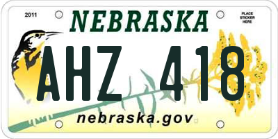 NE license plate AHZ418