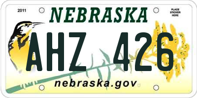 NE license plate AHZ426