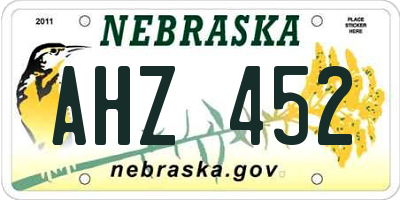 NE license plate AHZ452