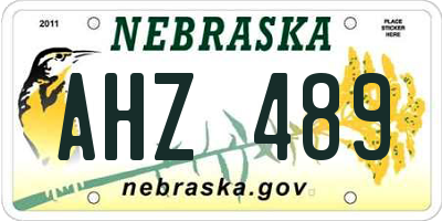 NE license plate AHZ489