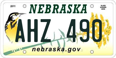 NE license plate AHZ490