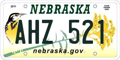 NE license plate AHZ521