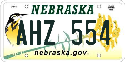 NE license plate AHZ554