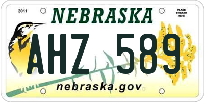 NE license plate AHZ589