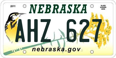 NE license plate AHZ627
