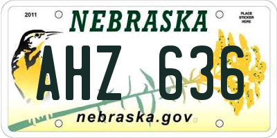 NE license plate AHZ636
