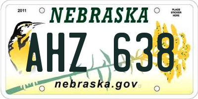 NE license plate AHZ638