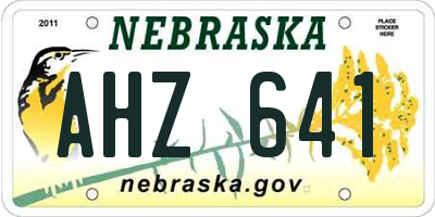NE license plate AHZ641