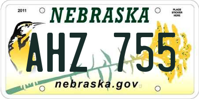 NE license plate AHZ755