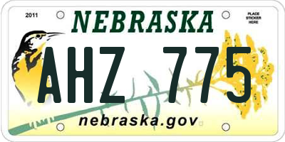 NE license plate AHZ775
