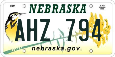 NE license plate AHZ794