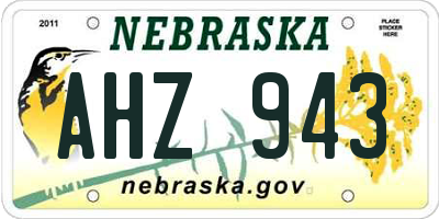 NE license plate AHZ943