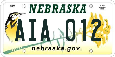 NE license plate AIA012