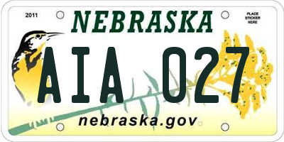 NE license plate AIA027