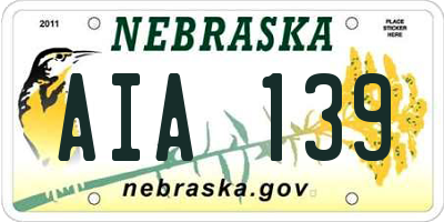 NE license plate AIA139