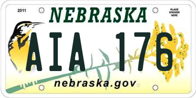 NE license plate AIA176