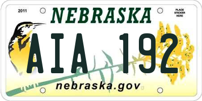 NE license plate AIA192