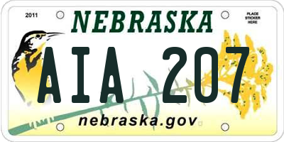 NE license plate AIA207