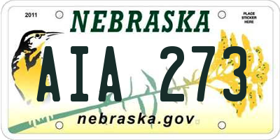 NE license plate AIA273