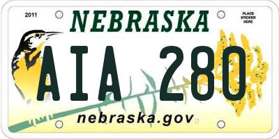 NE license plate AIA280