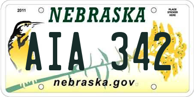 NE license plate AIA342