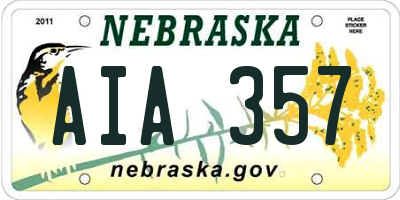 NE license plate AIA357