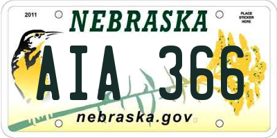 NE license plate AIA366