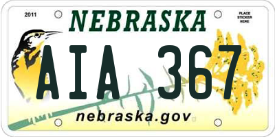 NE license plate AIA367