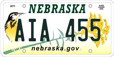 NE license plate AIA455