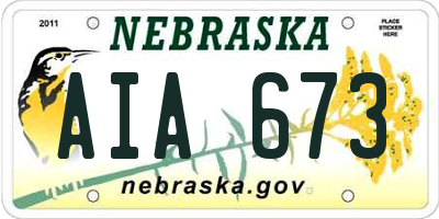 NE license plate AIA673
