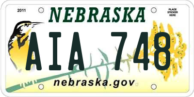 NE license plate AIA748