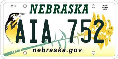 NE license plate AIA752
