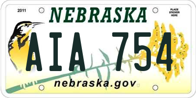 NE license plate AIA754