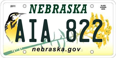 NE license plate AIA822
