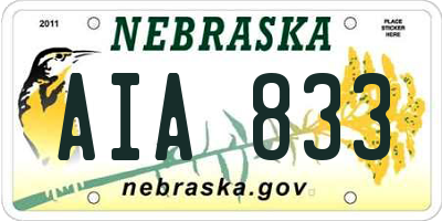 NE license plate AIA833